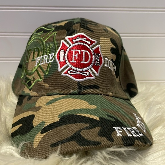 Fire Department Camoflauged Embroidered Baseball Cap - Picture 12 of 12